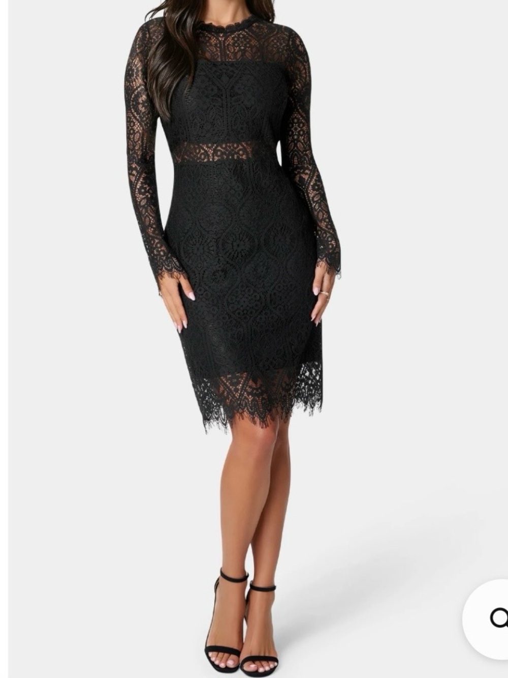 NWT Bebe Bandeau Scallop Lace Pencil Dress